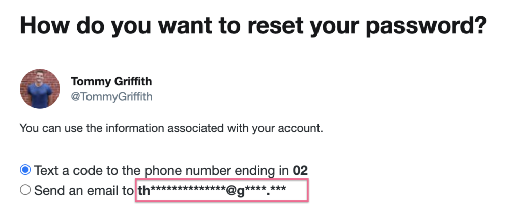 Twitter's password reset feature