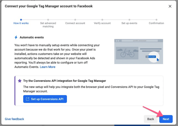 connect your Google Tag Manager account to Facebook 
