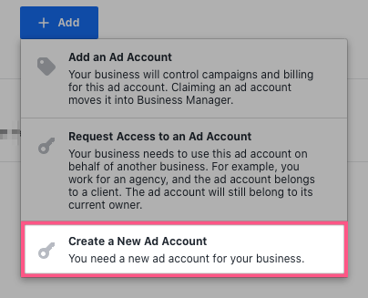 Create a New Ad Account