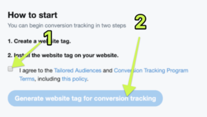 Generate website tag for conversion tracking