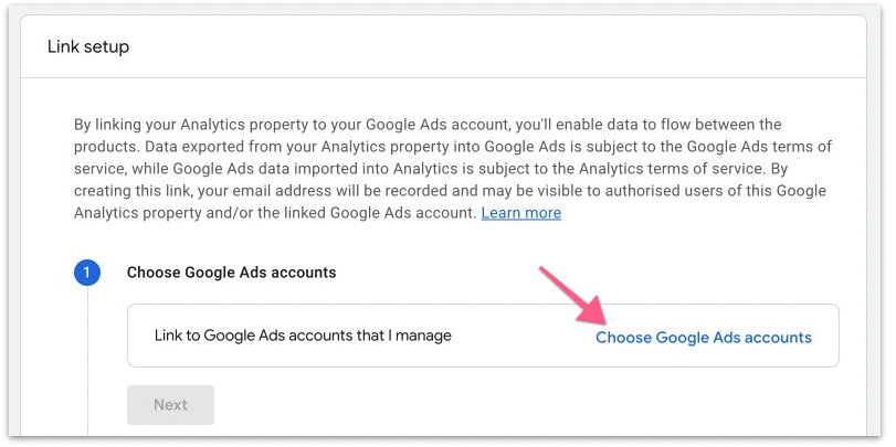 Choose Google Ads Account