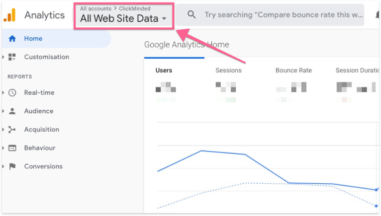 Sign in to google analytics